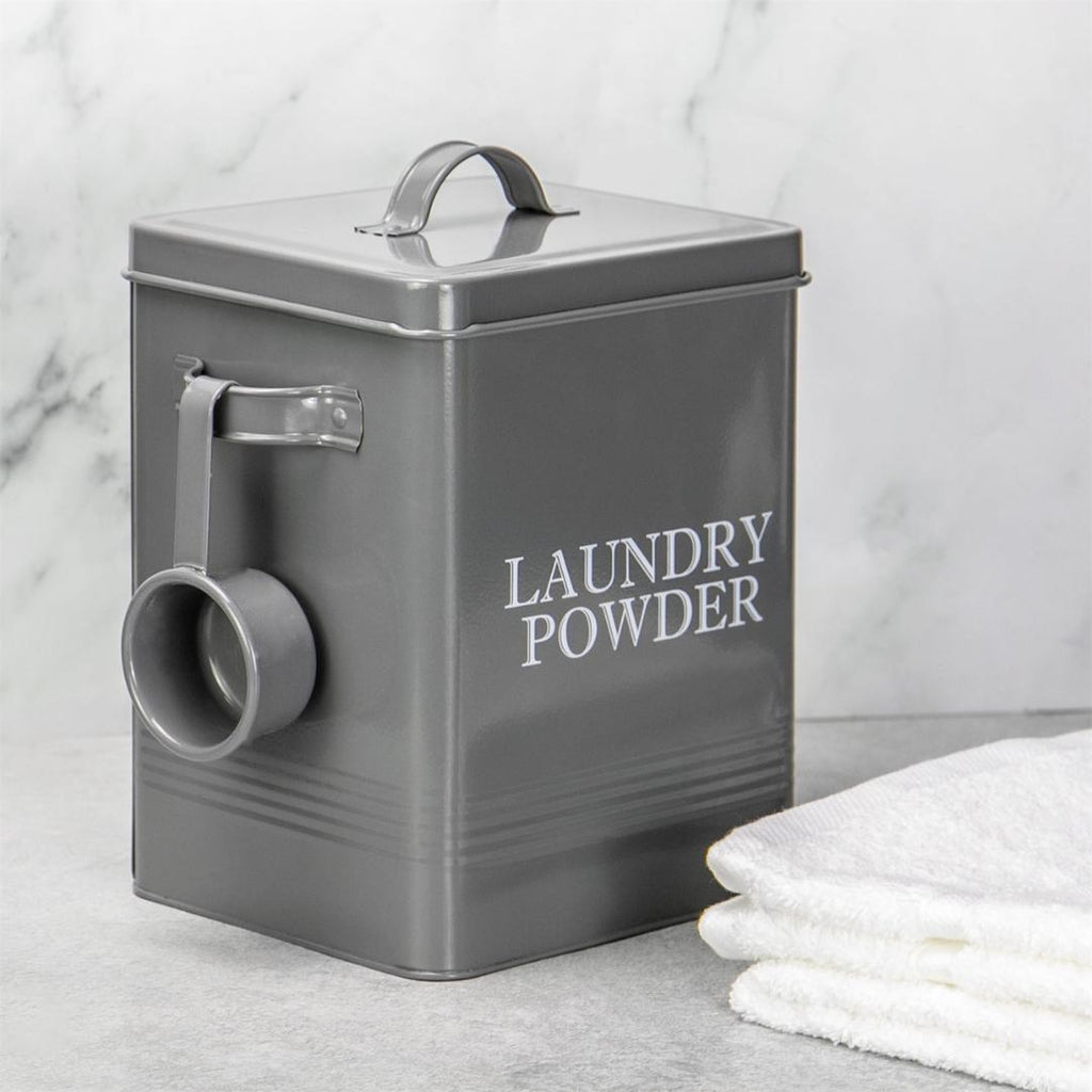 Maison & White Laundry Powder Storage Tin with Scoop Grey - Beales department store