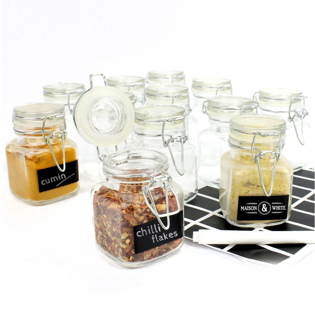 Maison & White Mini Glass Spice Jars - Pack of 12 - Beales department store