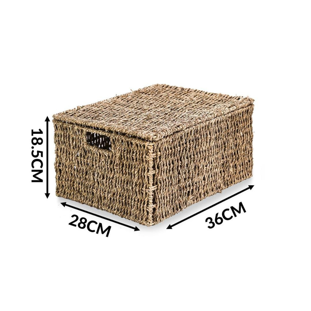 Maison & White Seagrass Storage Basket with Lid - Beales department store