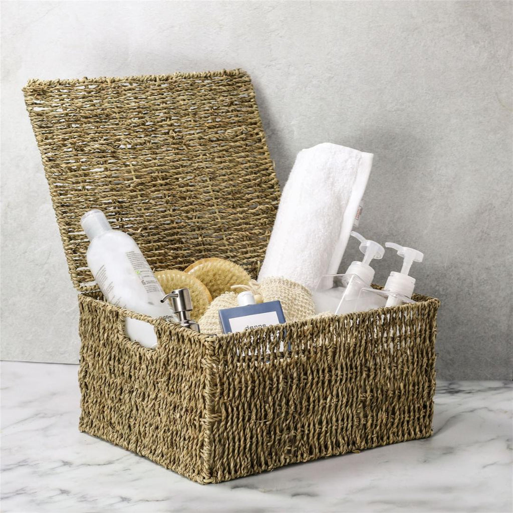 Maison & White Seagrass Storage Basket with Lid - Beales department store