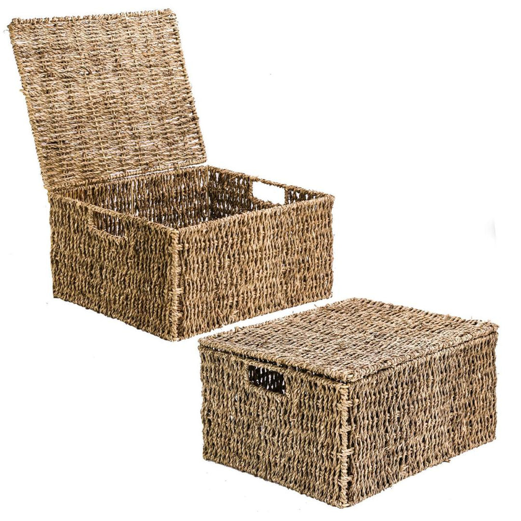 Maison & White Seagrass Storage Basket with Lid - Beales department store