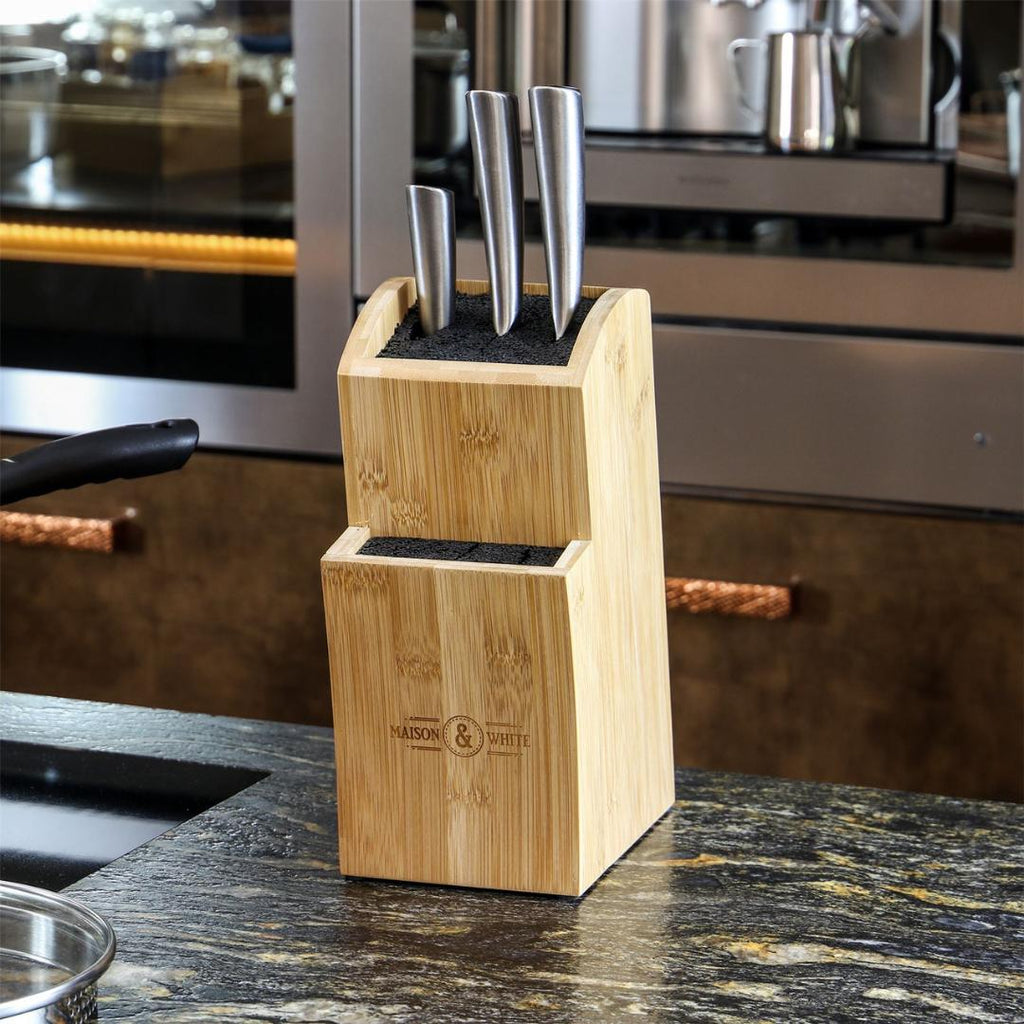 Maison & White Universal Bamboo Knife Block - Beales department store