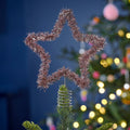Pink Tinsel Christmas Tree Star Topper- 5 Inner Pack