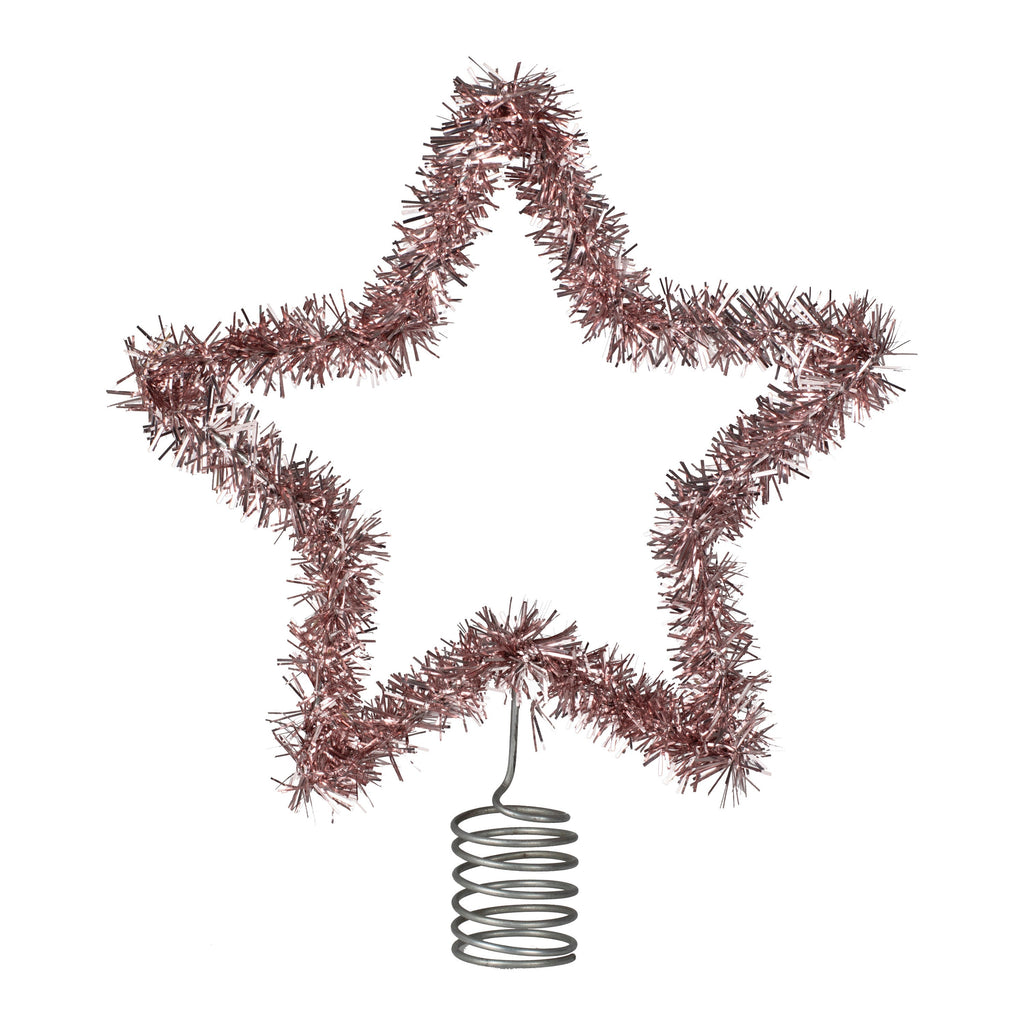 Pink Tinsel Christmas Tree Star Topper- 5 Inner Pack
