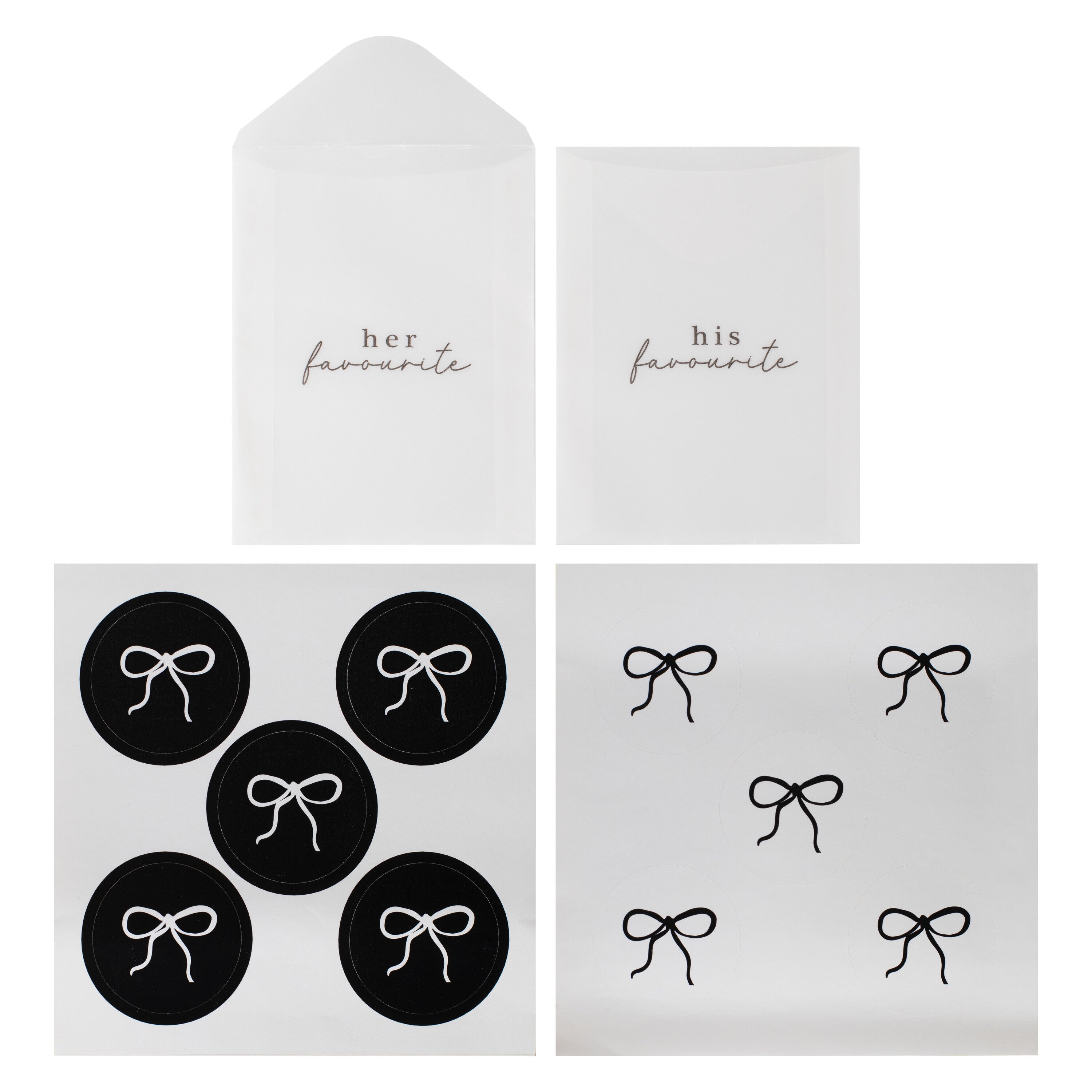 His and Hers Vellum Wedding Sweet Bags with Stickers- 5 Inner Pack