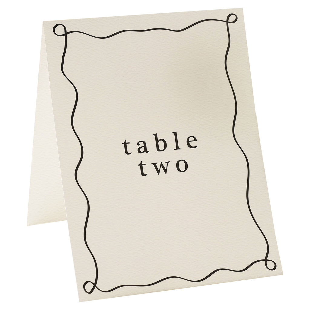 Cream and Black Wedding Table Numbers- 5 Inner Pack