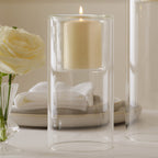 Clear Glass Pillar Candle Holders- 1 Inner Pack