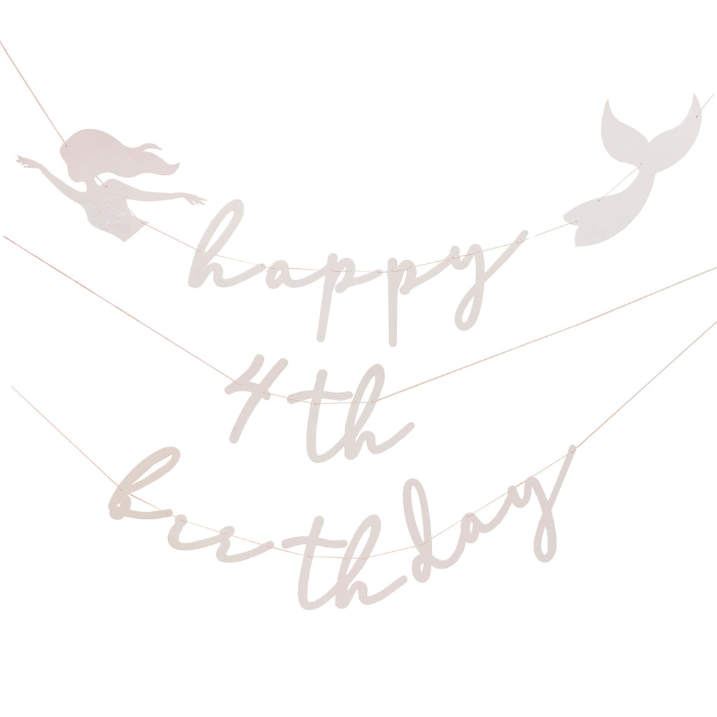 Customisable Pink and Iridescent Happy Birthday Bunting- 5 Inner Pack