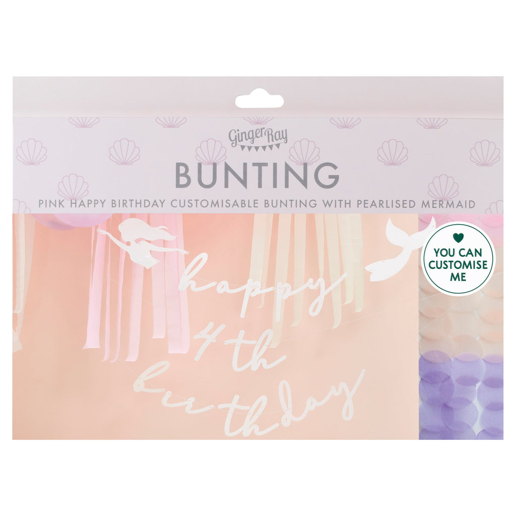 Customisable Pink and Iridescent Happy Birthday Bunting