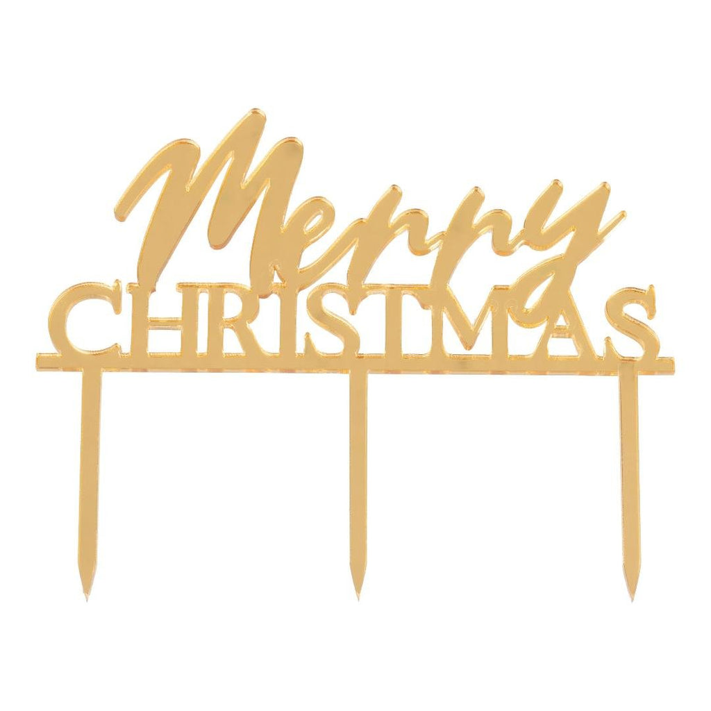 Merry Christmas Gold Acrylic Cake Topper - Beales department store