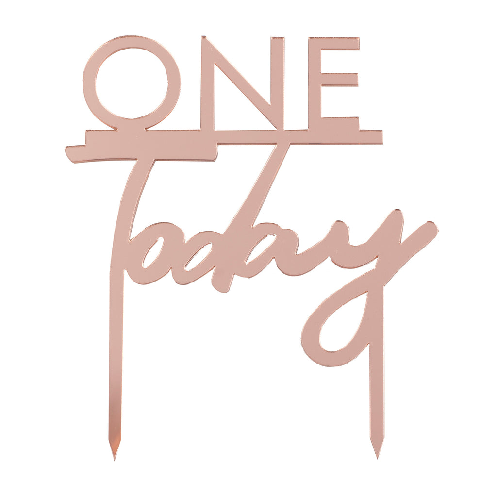 Rose Gold One Today 1st Birthday Cake Topper