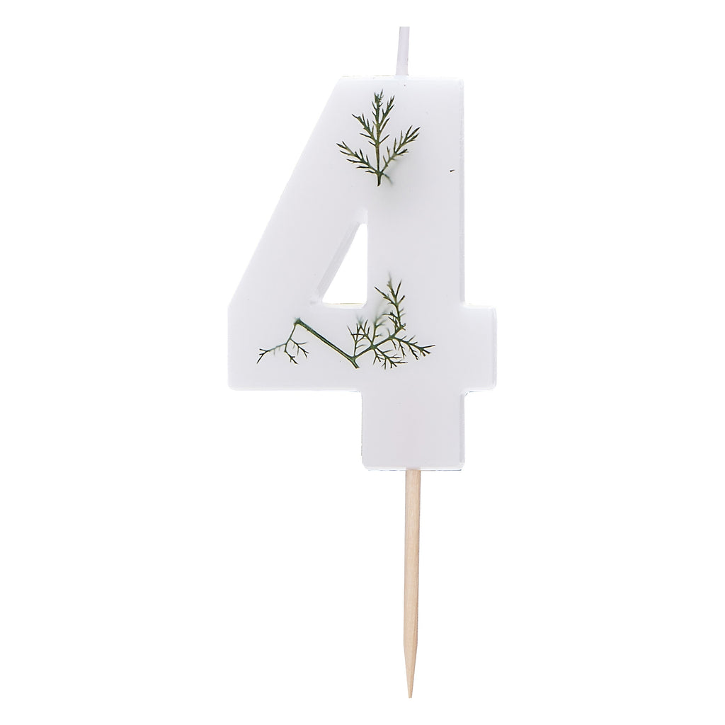 Leaf Foliage Number 4 Birthday Candle- 5 Inner Pack