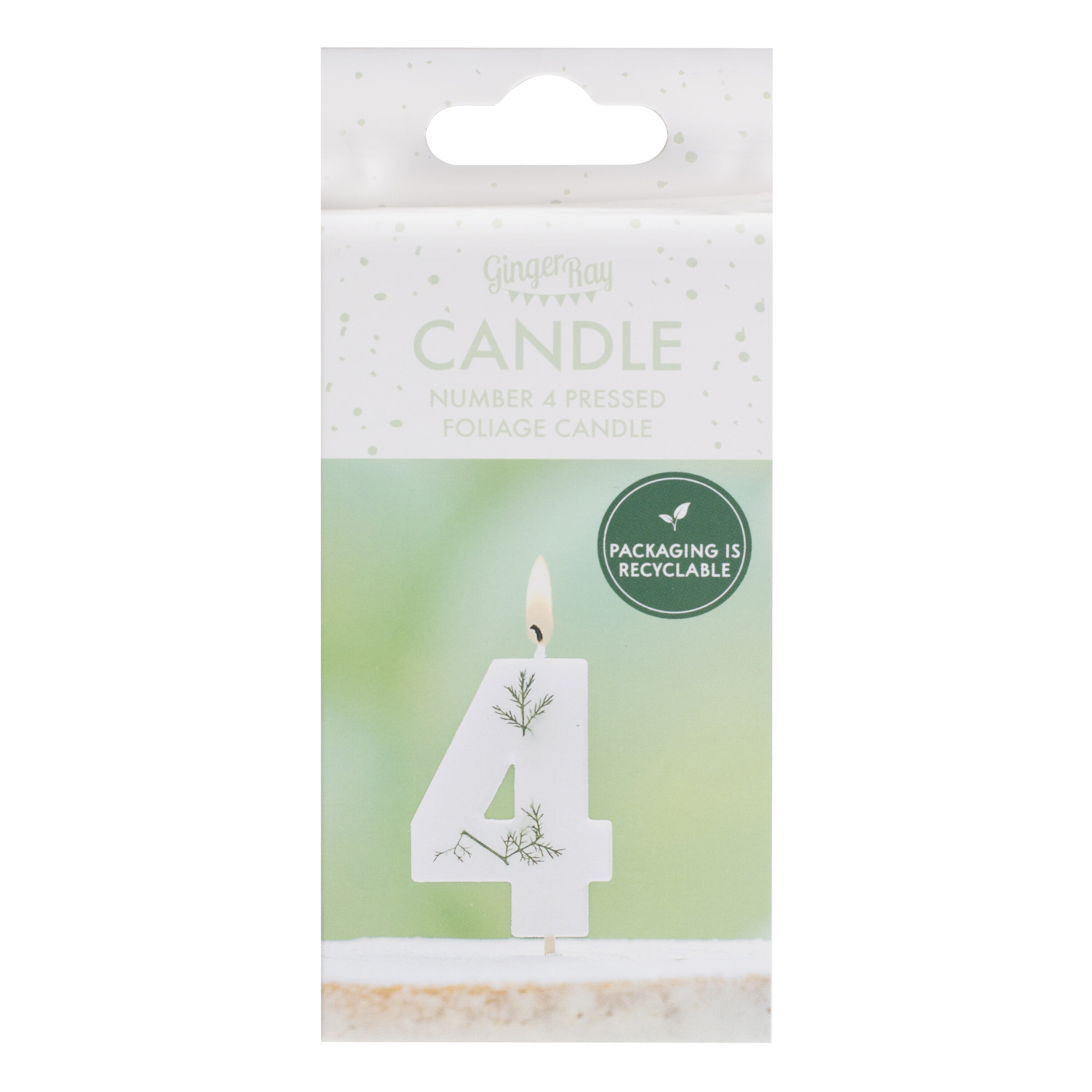 Leaf Foliage Number 4 Birthday Candle- 5 Inner Pack