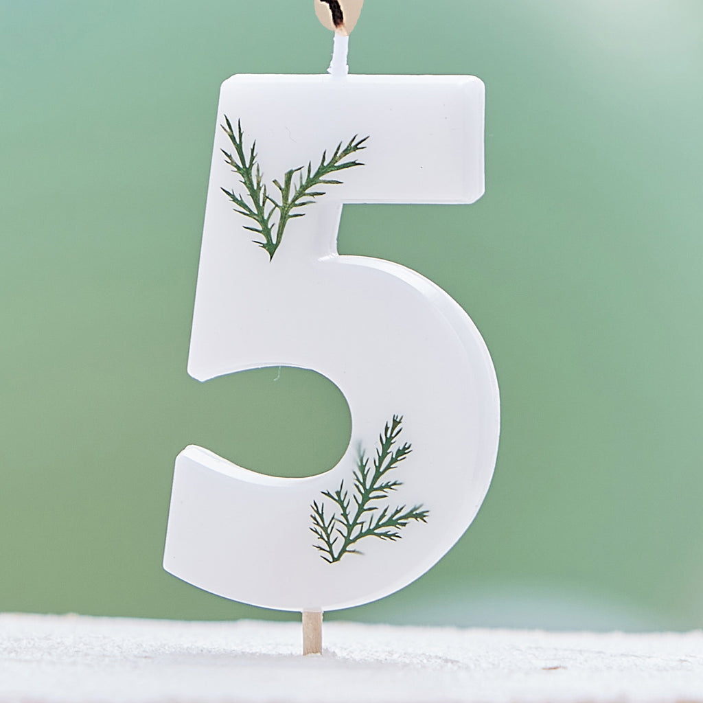 Leaf Foliage Number 5 Birthday Candle- 5 Inner Pack