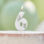 Leaf Foliage Number 6 Birthday Candle- 5 Inner Pack