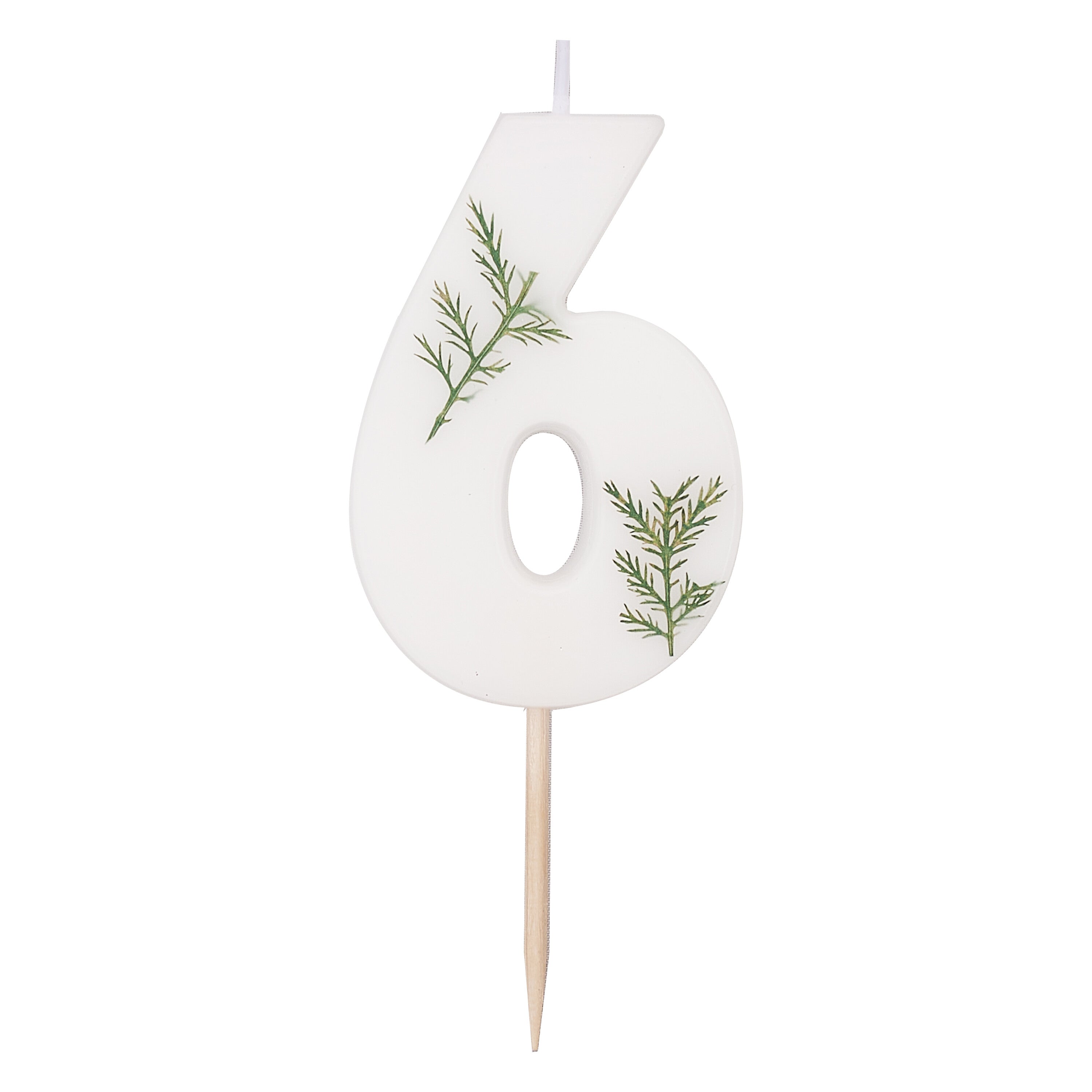 Leaf Foliage Number 6 Birthday Candle- 5 Inner Pack