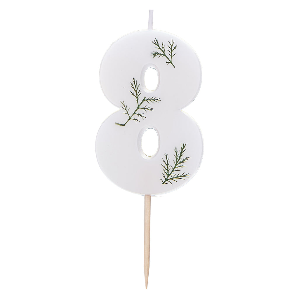 Leaf Foliage Number 8 Birthday Candle