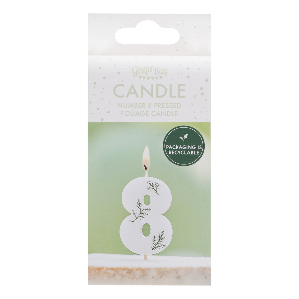 Leaf Foliage Number 8 Birthday Candle