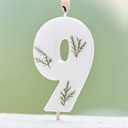Leaf Foliage Number 9 Birthday Candle