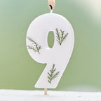 Leaf Foliage Number 9 Birthday Candle- 5 Inner Pack