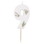 Leaf Foliage Number 9 Birthday Candle- 5 Inner Pack