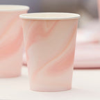 Pink Marble Print Paper Cups- 5 Inner Pack