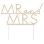 Gold Acrylic Mr & Mrs Wedding Cake Topper- 5 Inner Pack