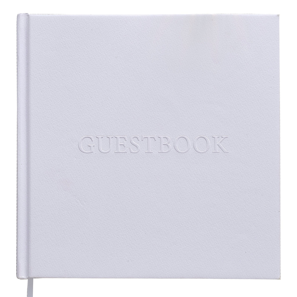 White Embossed Wedding Guest Book- 5 Inner Pack