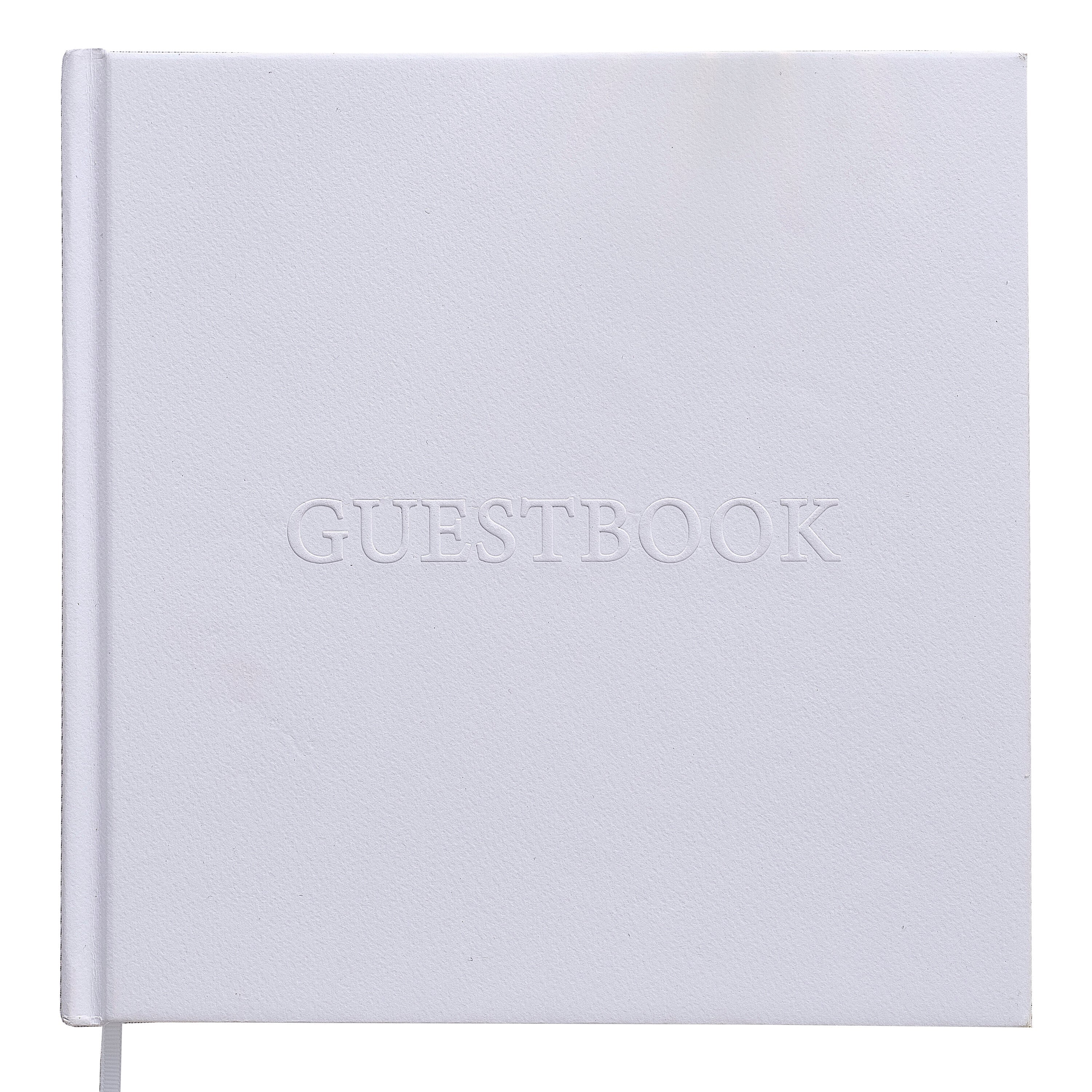 White Embossed Wedding Guest Book- 5 Inner Pack