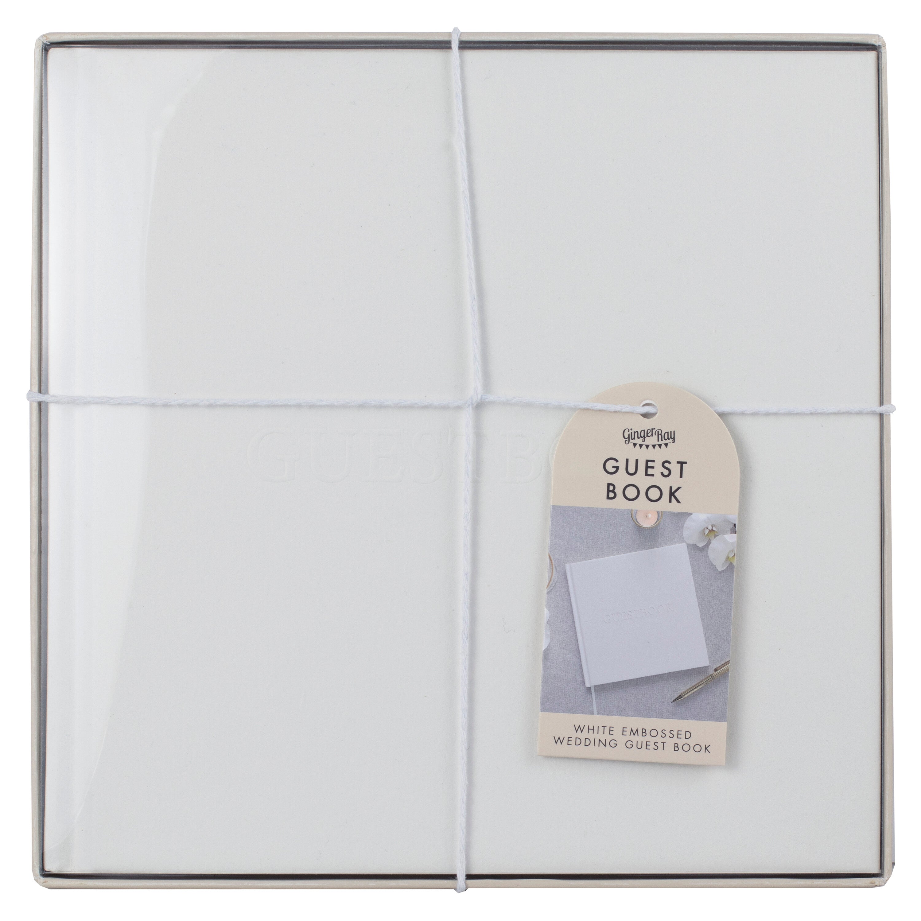 White Embossed Wedding Guest Book