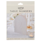 White Embossed Card Table Numbers
