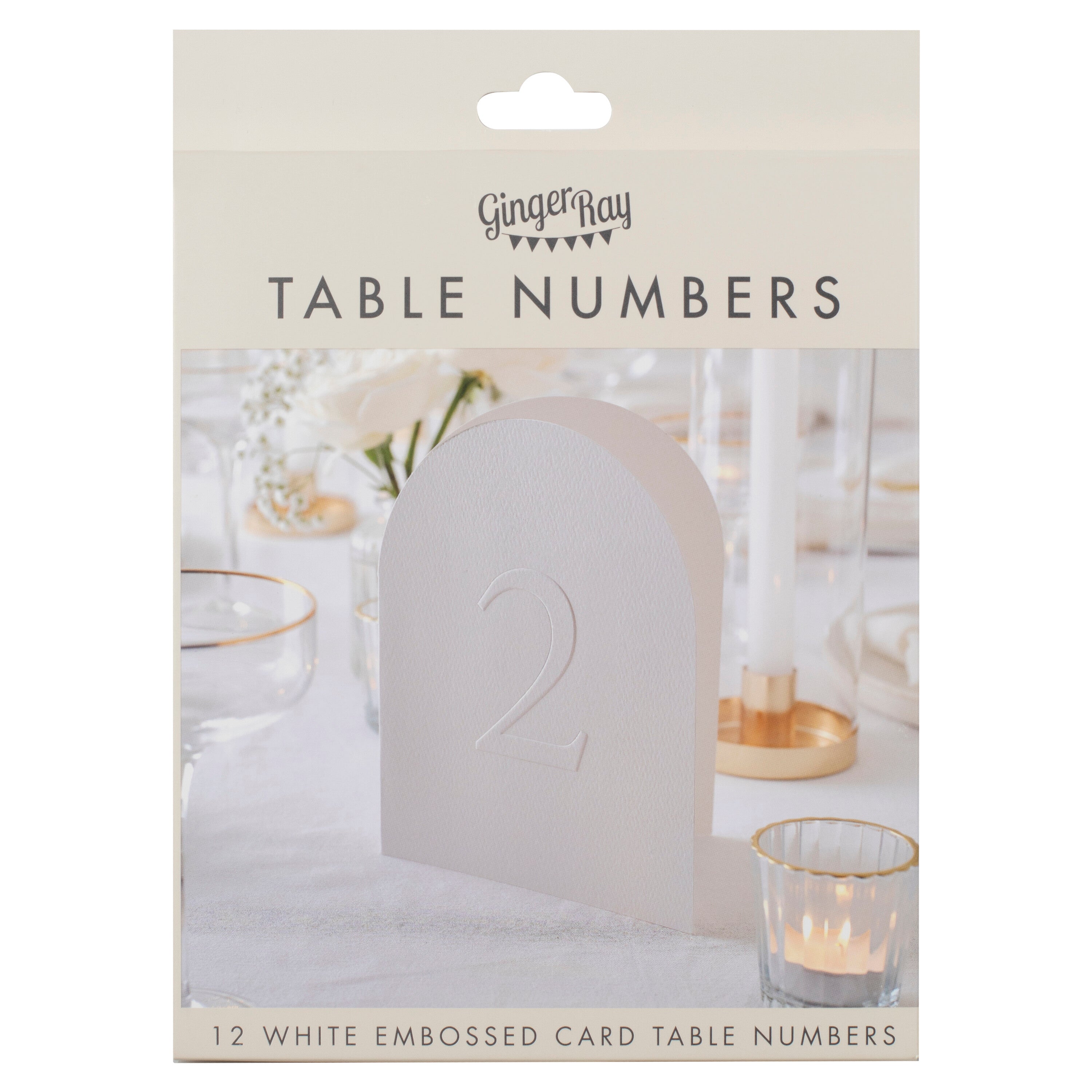White Embossed Card Table Numbers