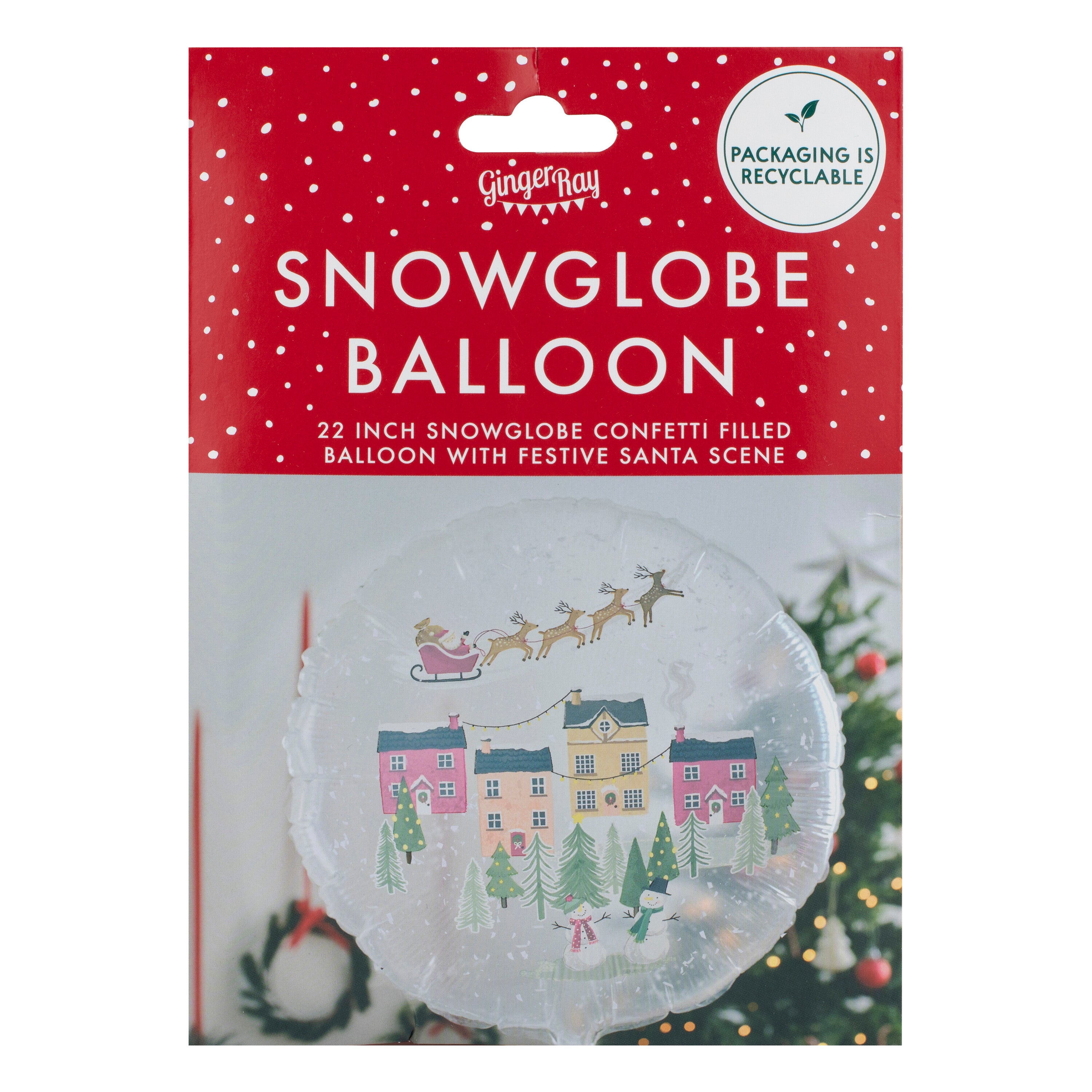 Snowglobe Foil Christmas Balloon- 10 Inner Pack