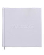 White Embossed Wedding Guest Book with Gold Paper Edge - 21.5cm x 21.5cm