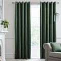 Montrose Bottle Green Velvet Blackout Thermal Coated Eyelet Curtains