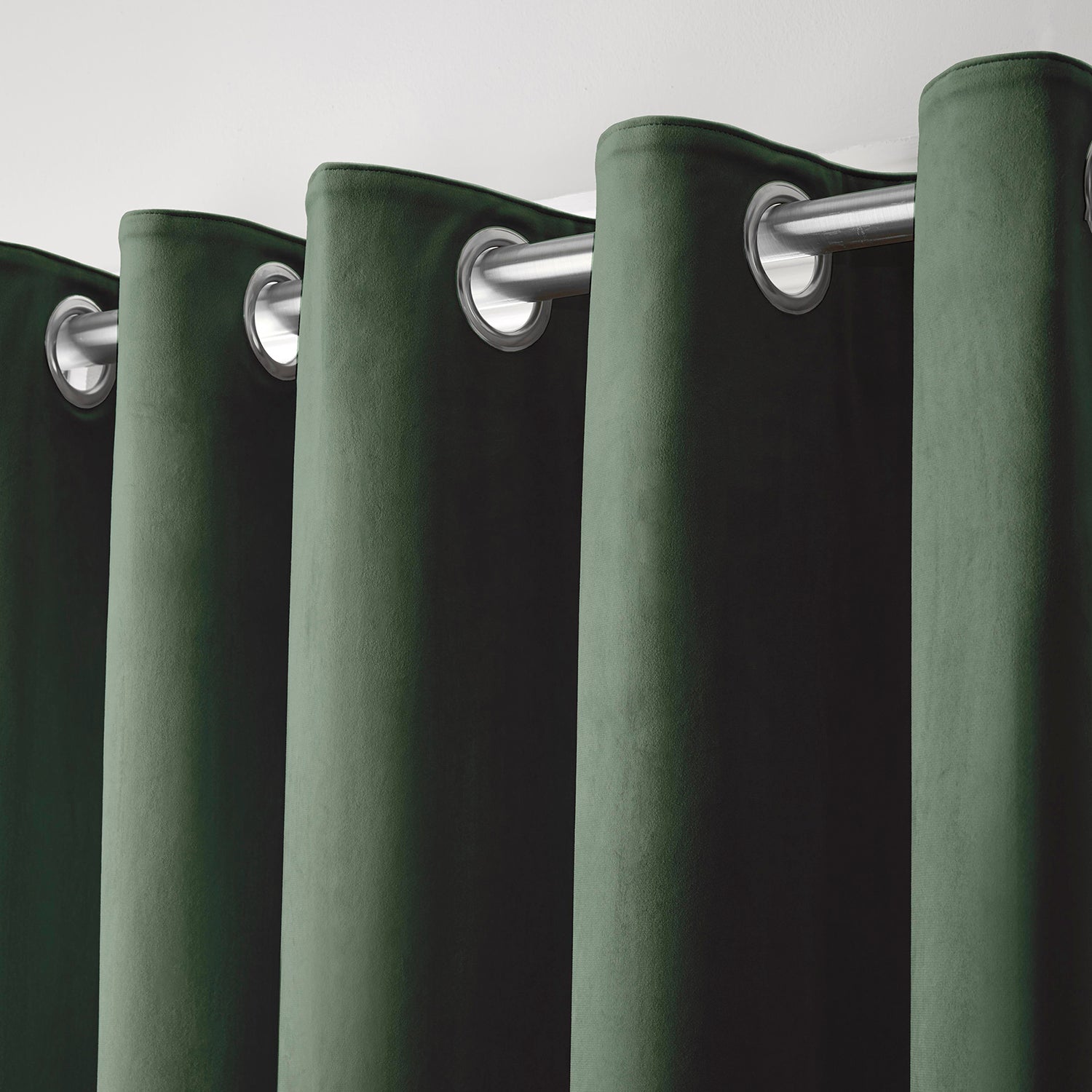 Montrose Bottle Green Velvet Blackout Thermal Coated Eyelet Curtains