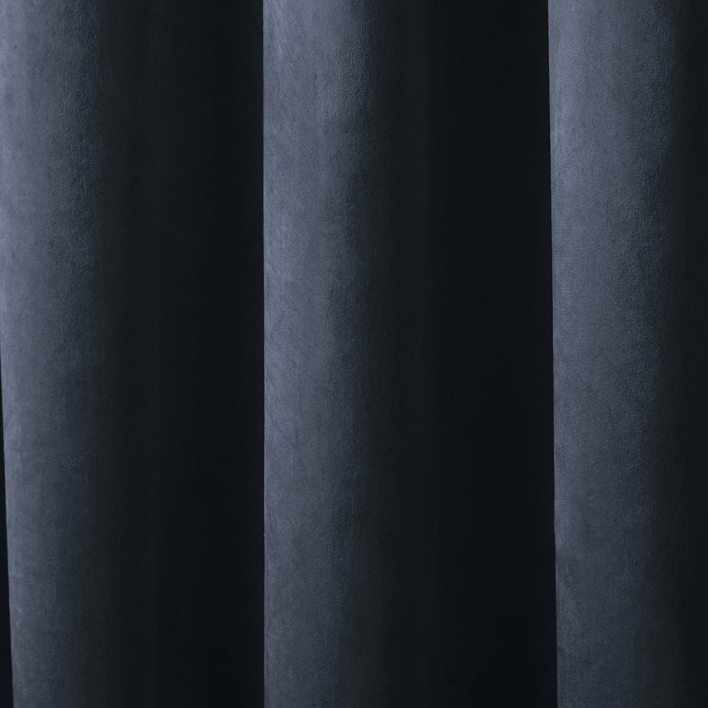 Montrose Navy Blue Velvet Blackout Thermal Coated Eyelet Curtains