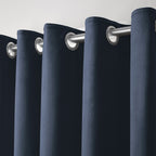Montrose Navy Blue Velvet Blackout Thermal Coated Eyelet Curtains