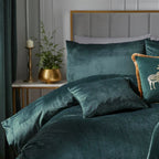 Laurence Llewelyn-Bowen Montrose Bottle Green Velvet Duvet Set