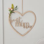 Wooden Best Mum Ever Heart Wreath- 5 Inner Pack