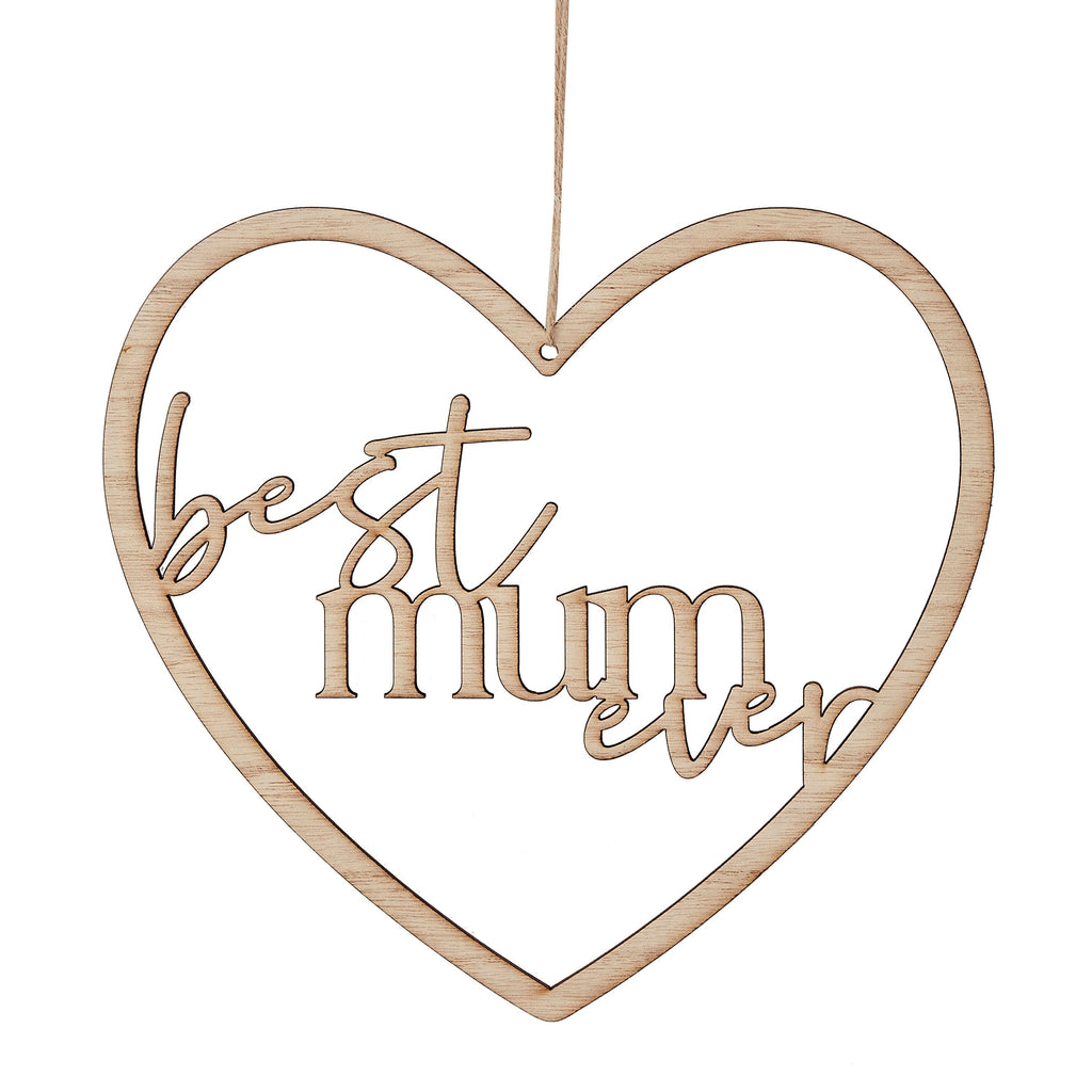 Wooden Best Mum Ever Heart Wreath- 5 Inner Pack
