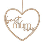 Wooden Best Mum Ever Heart Wreath- 5 Inner Pack