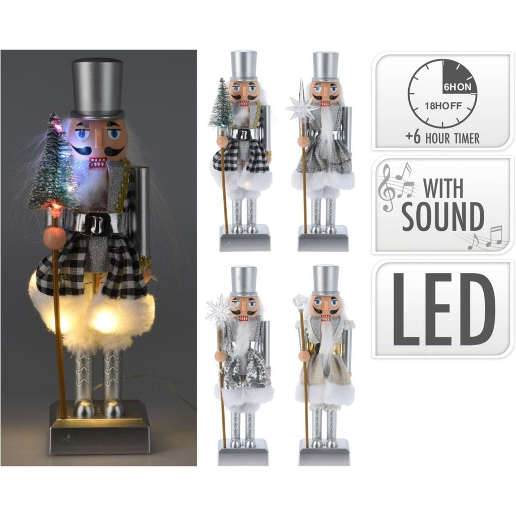 Musical Nutcracker Soldier With LED 28cm - Available In 4 Designs - Beales department store