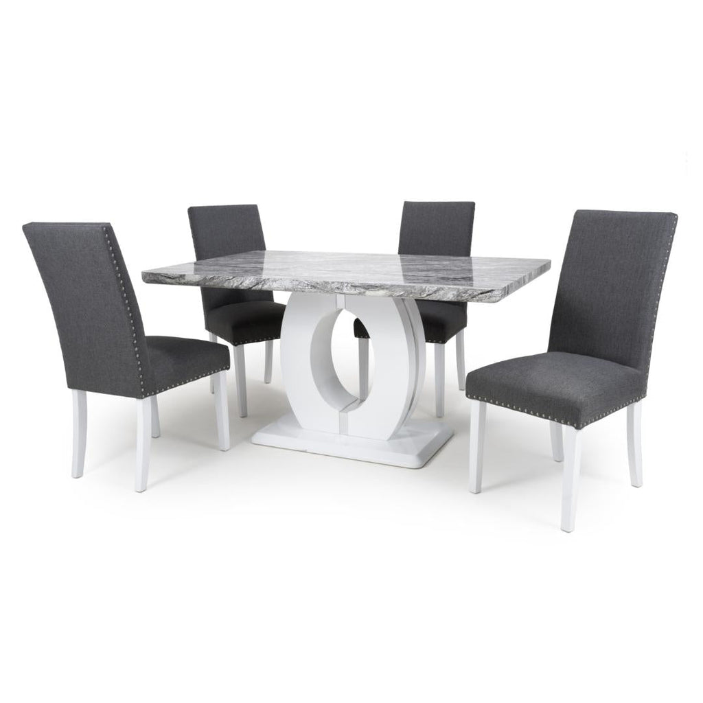 Neptune Medium Table And 4 Randall Chairs Steel Grey Dining Set - Beales department store