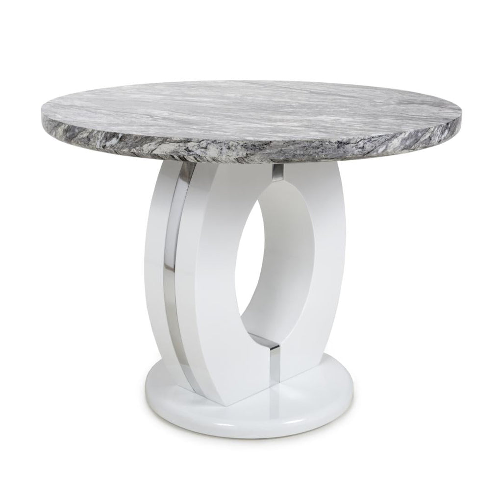 Neptune Round Marble Effect Grey/White Dining Table - Beales department store