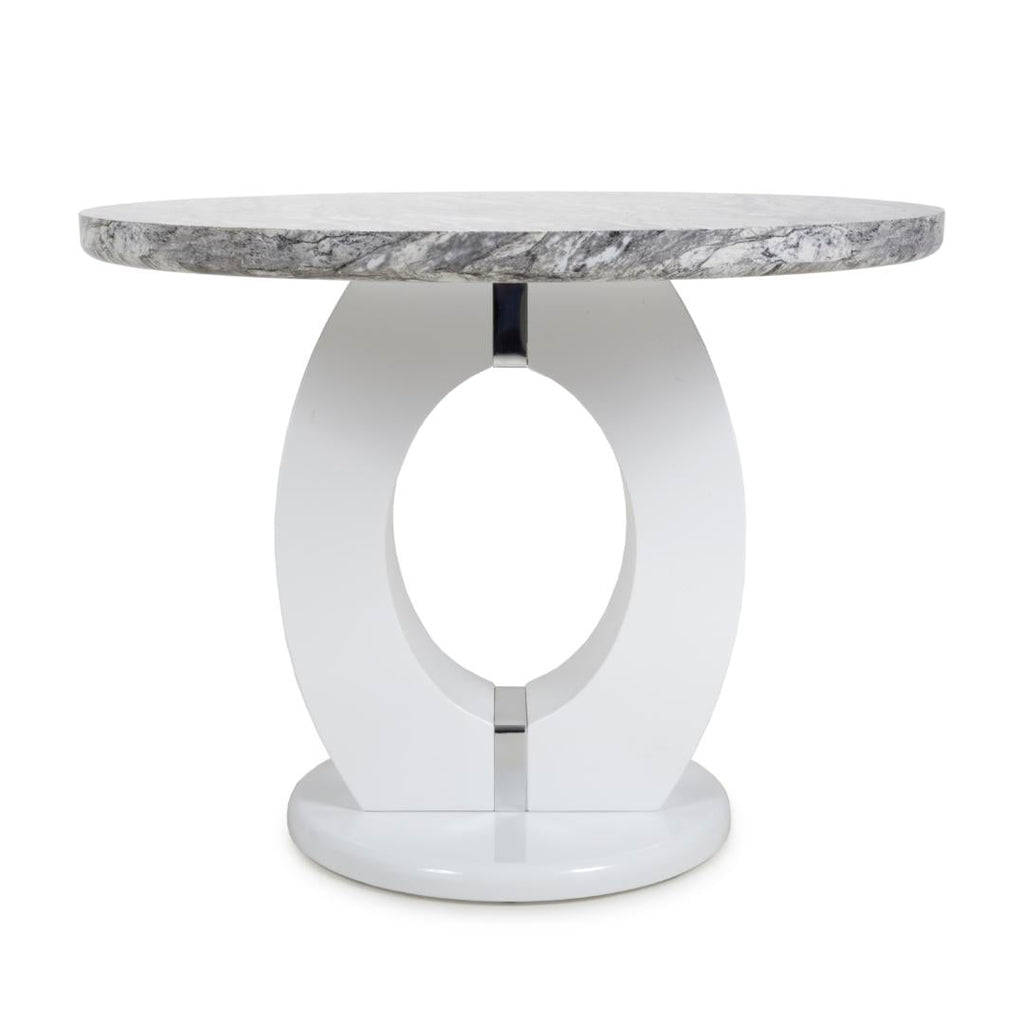 Neptune Round Marble Effect Grey/White Dining Table - Beales department store