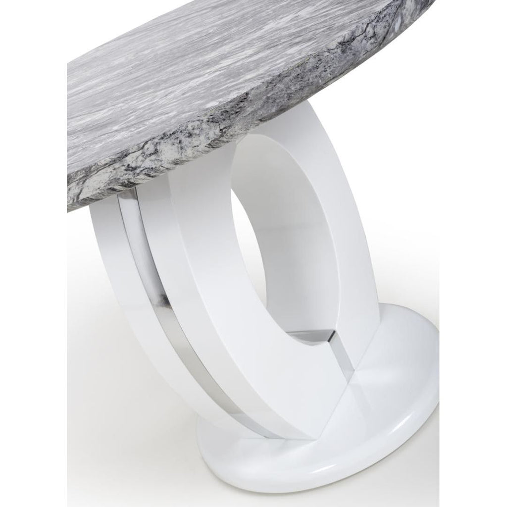 Neptune Round Marble Effect Grey/White Dining Table - Beales department store