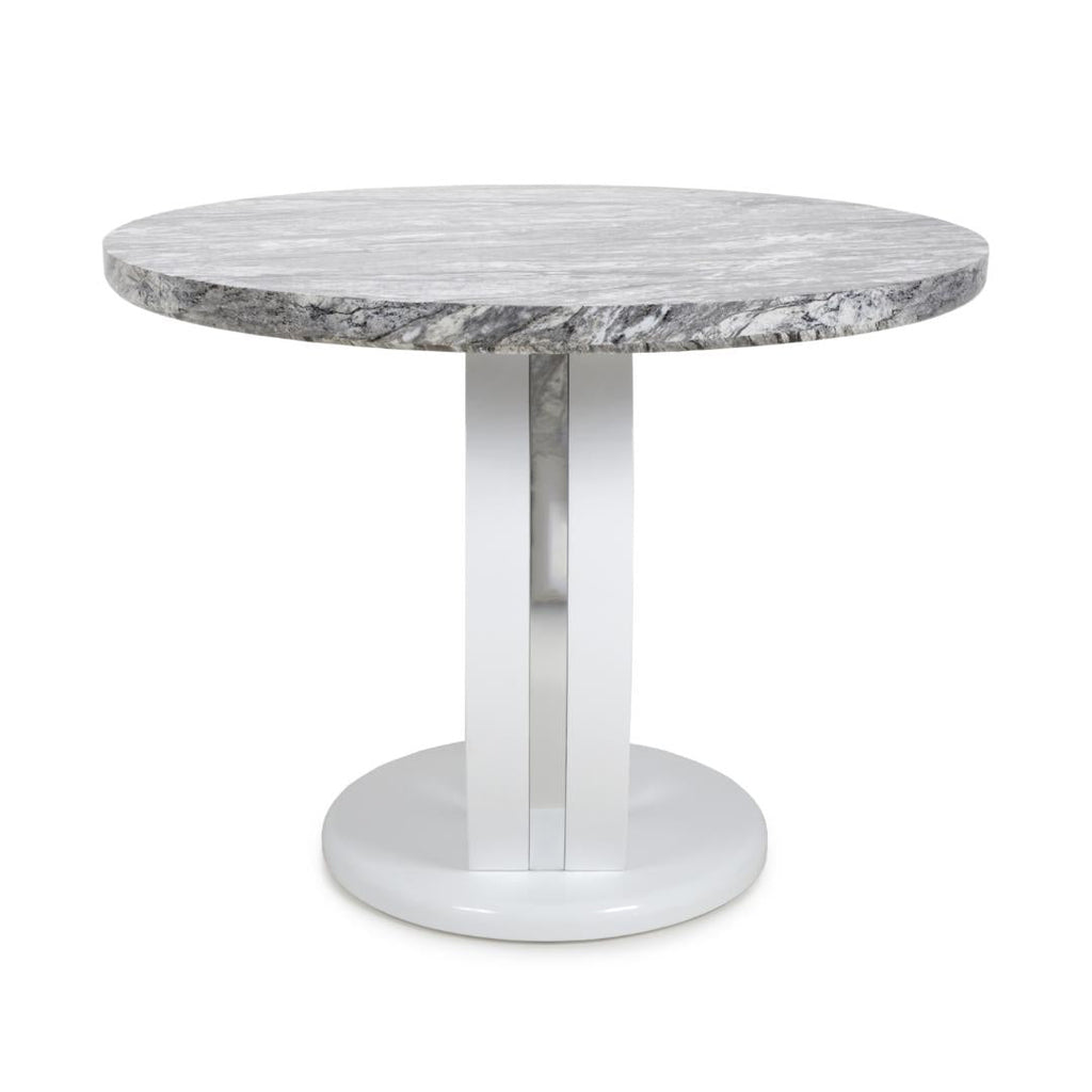 Neptune Round Marble Effect Grey/White Dining Table - Beales department store