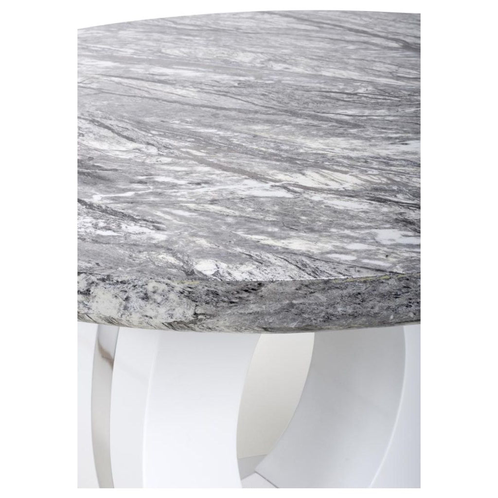 Neptune Round Marble Effect Grey/White Dining Table - Beales department store