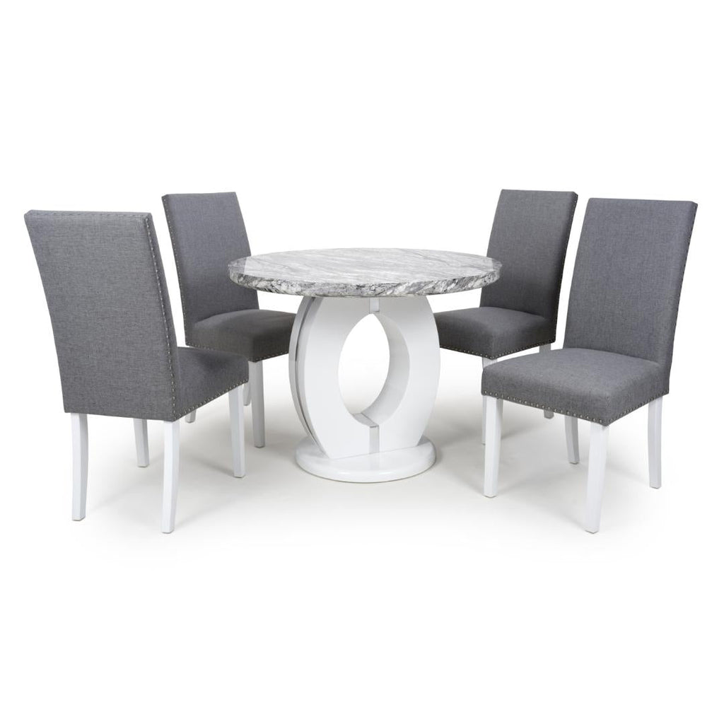 Neptune Round Table And 4 Randall Chairs Steel Grey Dining Set - Beales department store